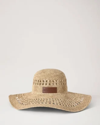 Raffiahatt med bred brätte, beige, 100 % pappersraffia, sommarutgåva Raffiahatt med bred brätte, beige, 100 % pappersraffia, sommarutgåva