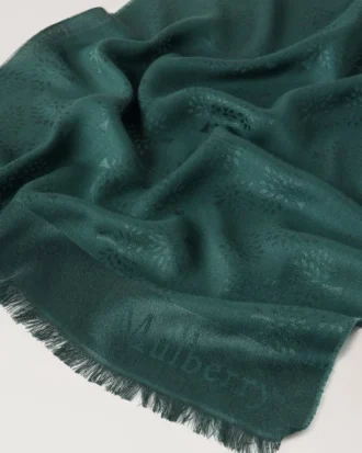 Rektangulär scarf med mullbärsträd, Mulberry Green, bomull- och sidenblandning Rektangulär scarf med mullbärsträd, Mulberry Green, bomull- och sidenblandning