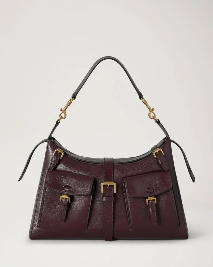Roxanne axelväska Oxblood högblankt läder