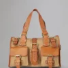 Roxanne Begagnad Beige & Tan Canvas & Läder