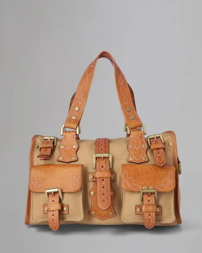 Roxanne Begagnad Beige & Tan Canvas & Läder