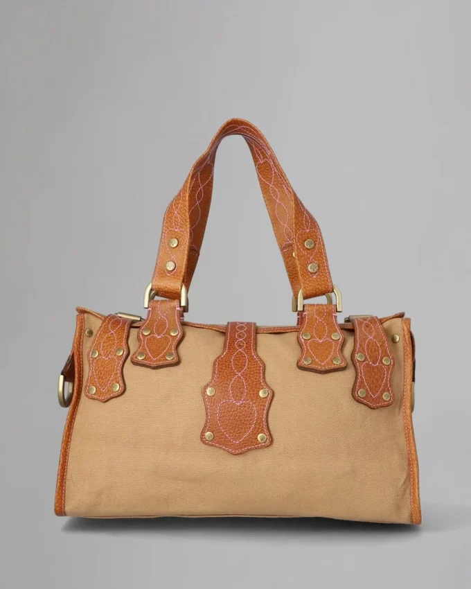 Roxanne Begagnad Beige & Tan Canvas & Läder