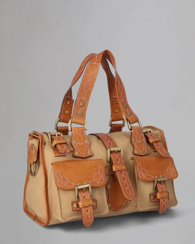 Roxanne Begagnad Beige & Tan Canvas & Läder