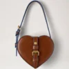 Roxanne Mini Heart Bag Ek & Pigmentblått Slät Glansigt Läder Roxanne Mini Heart Bag Ek & Pigmentblått Slät Glansigt Läder