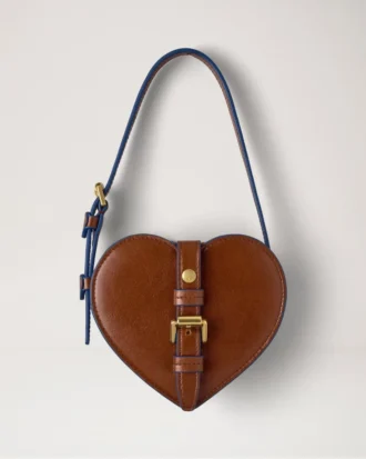 Roxanne Mini Heart Bag Ek & Pigmentblått Slät Glansigt Läder