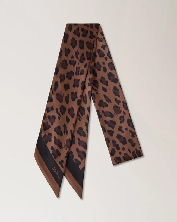 Smal halsduk – Leopard Ebony återvunnen polyester