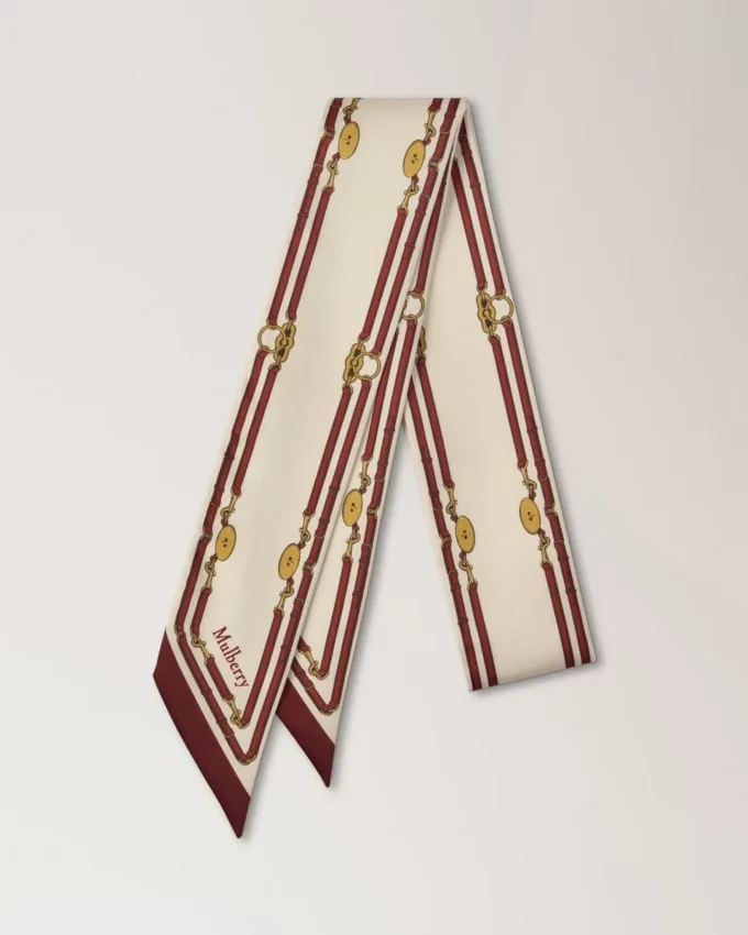 Smal scarf – bälteskant, krämfärgad, återvunnen polyester Smal scarf – bälteskant, krämfärgad, återvunnen polyester