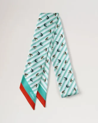 Smal scarf – Feather Lure marinblå & korallorange återvunnen polyester