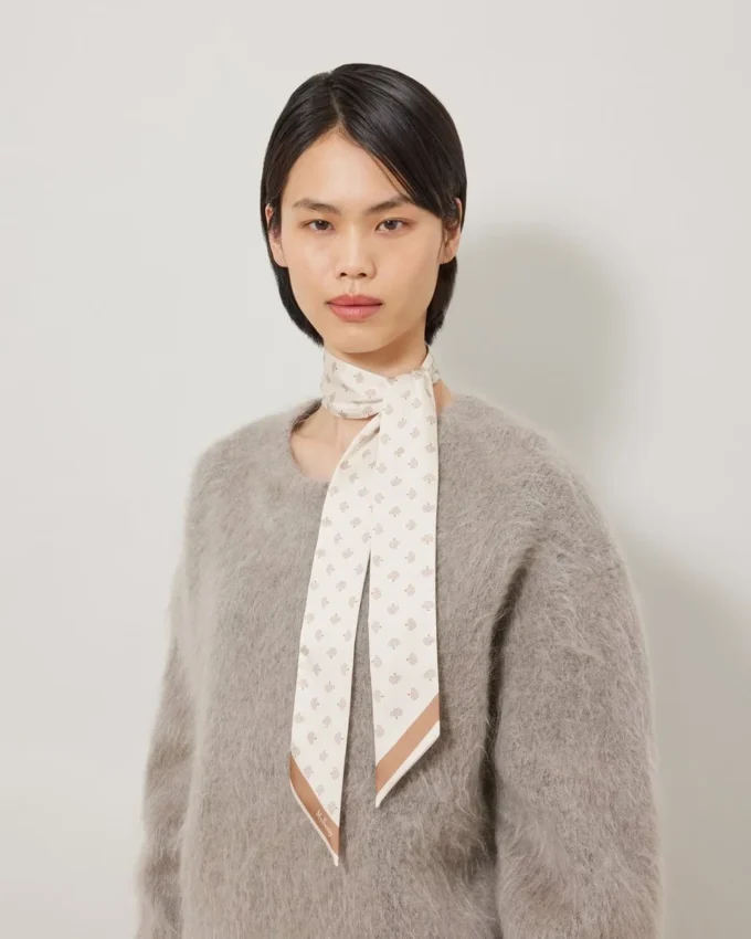 Smal scarf – Mulberry Tree Eggshell återvunnen polyester