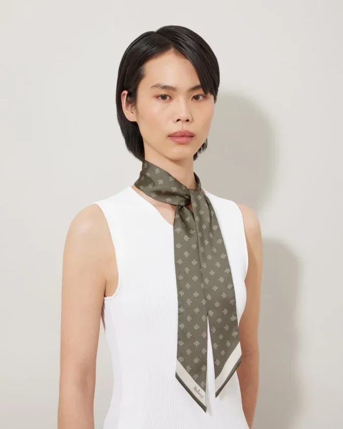 Smal scarf – Mulberry Tree Linen Green återvunnen polyester Smal scarf – Mulberry Tree Linen Green återvunnen polyester