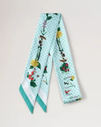Smal scarf – Riverside Floral Marina Blue återvunnen polyester