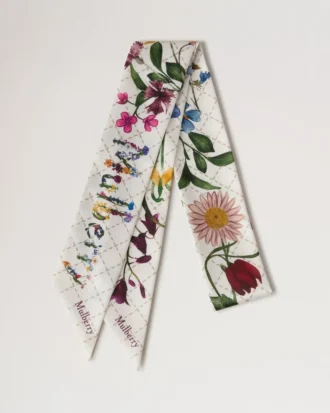 Smal scarf – vilda blommor, äggskal, återvunnen polyester