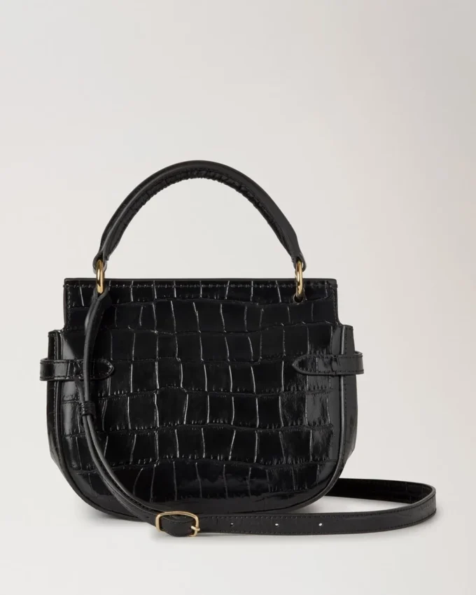 Small Amberley Satchel Top Handle Black Shiny Small Croc Small Amberley Satchel Top Handle Black Shiny Small Croc