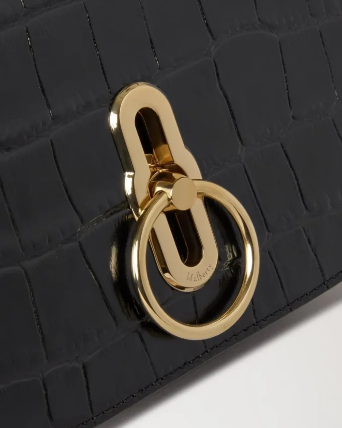 Small Amberley Satchel Top Handle Black Shiny Small Croc Small Amberley Satchel Top Handle Black Shiny Small Croc