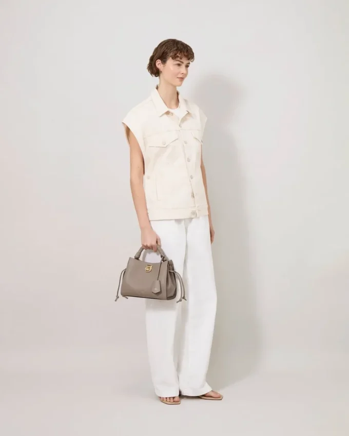 Small Iris Cashmere Taupe Heavy Grain Women Small Iris Cashmere Taupe Heavy Grain Women