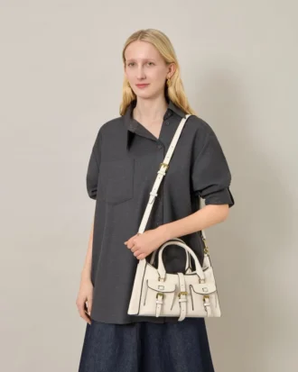 Small Roxanne Eggshell High Shine Leather Women