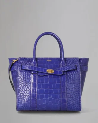 Small Zipped Bayswater med dragkedja, begagnad, koboltblå, glänsande krokodil