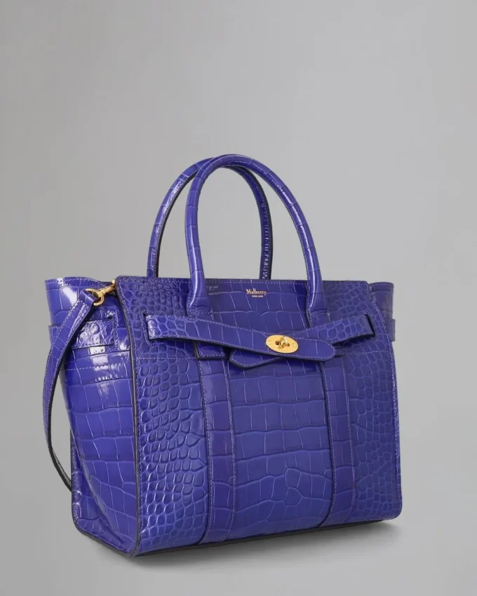 Small Zipped Bayswater med dragkedja, begagnad, koboltblå, glänsande krokodil Small Zipped Bayswater med dragkedja, begagnad, koboltblå, glänsande krokodil