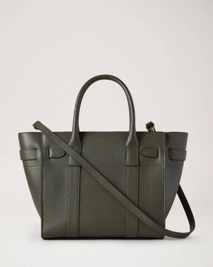 Small Zipped Bayswater med dragkedja, enbärgrön, liten, klassisk kornstruktur Small Zipped Bayswater med dragkedja, enbärgrön, liten, klassisk kornstruktur