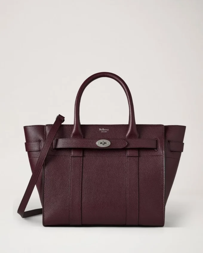 Small Zipped Bayswater med dragkedja, svart körsbär, liten klassisk struktur