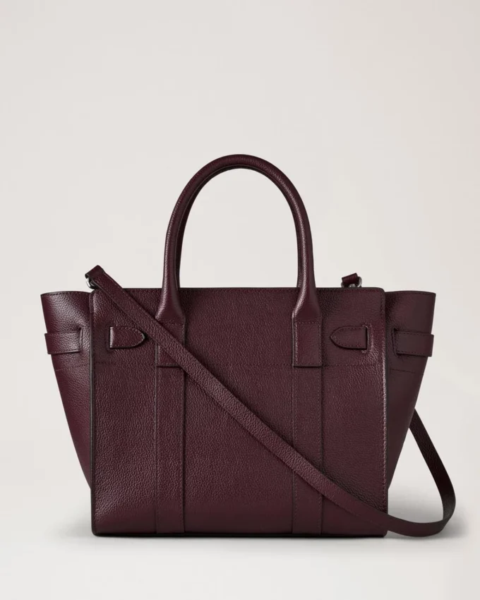 Small Zipped Bayswater med dragkedja, svart körsbär, liten klassisk struktur