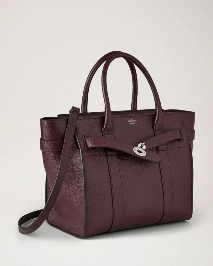 Small Zipped Bayswater med dragkedja, svart körsbär, liten klassisk struktur