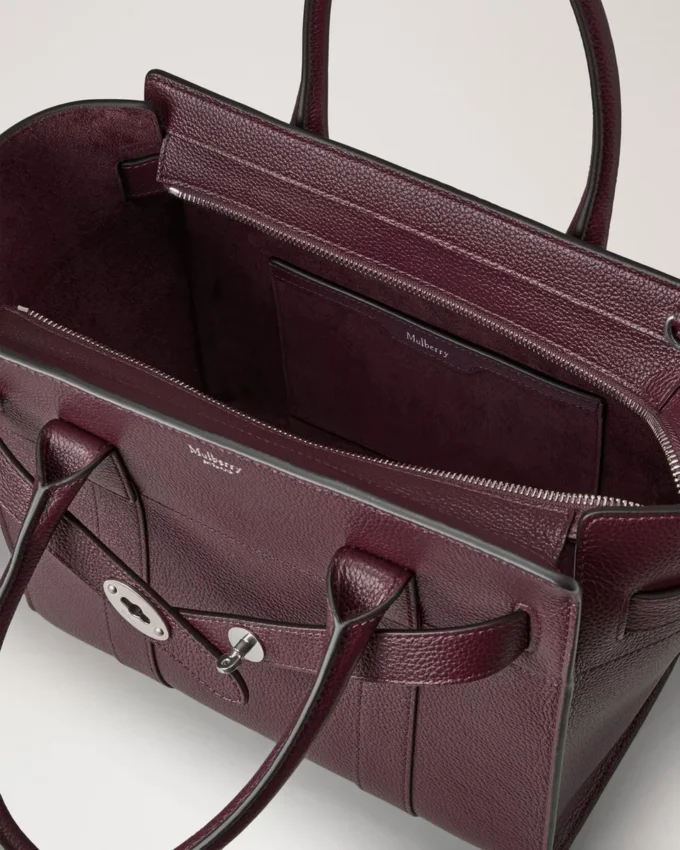 Small Zipped Bayswater med dragkedja, svart körsbär, liten klassisk struktur