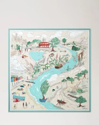 Stor fyrkantig scarf – Town & Country, mångfärgad silketwill Stor fyrkantig scarf – Town & Country, mångfärgad silketwill