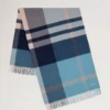 Stor rutig halsduk i merinoull Kingfisher Blue & Powder Rose Merinoull Stor rutig halsduk i merinoull Kingfisher Blue & Powder Rose Merinoull