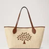 Tree Tote – Raffia Ecru & Bright Oak Raffia & läderkant Tree Tote – Raffia Ecru & Bright Oak Raffia & läderkant