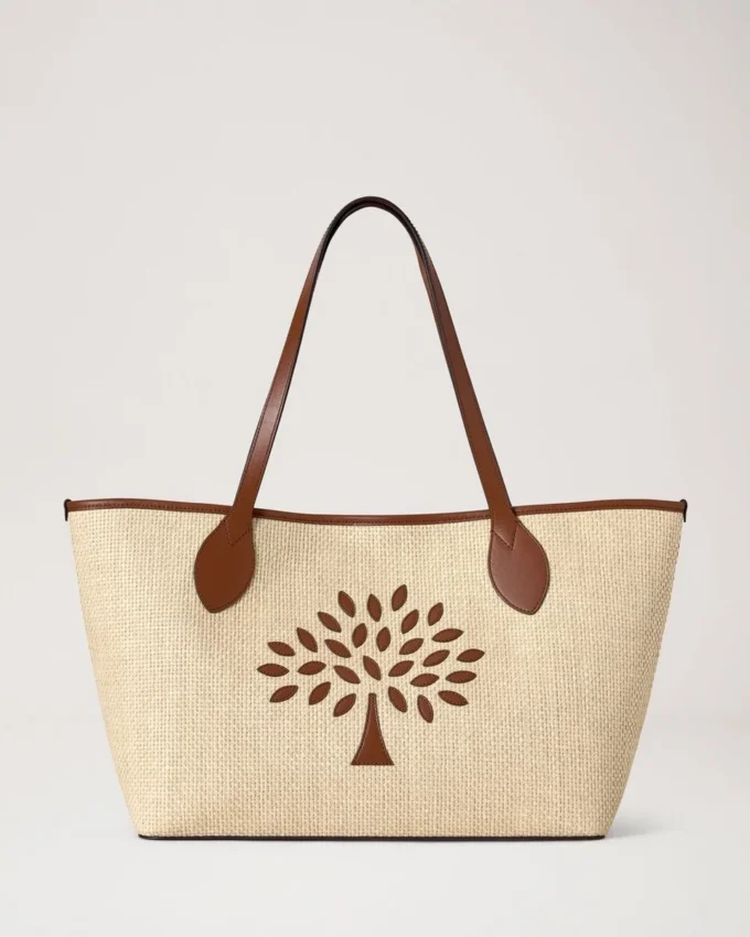 Tree Tote – Raffia Ecru & Bright Oak Raffia & läderkant Tree Tote – Raffia Ecru & Bright Oak Raffia & läderkant