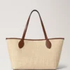 Tree Tote – Raffia Ecru & Bright Oak Raffia & läderkant Tree Tote – Raffia Ecru & Bright Oak Raffia & läderkant
