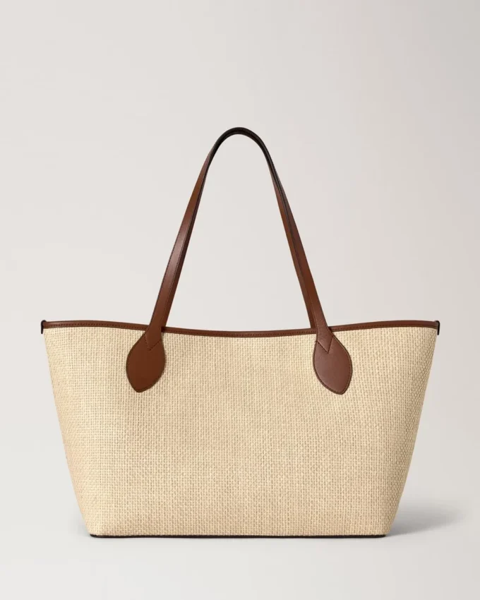 Tree Tote – Raffia Ecru & Bright Oak Raffia & läderkant Tree Tote – Raffia Ecru & Bright Oak Raffia & läderkant