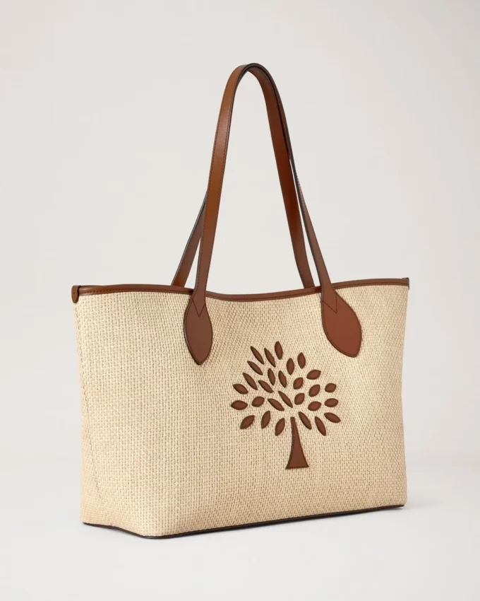 Tree Tote – Raffia Ecru & Bright Oak Raffia & läderkant Tree Tote – Raffia Ecru & Bright Oak Raffia & läderkant