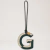 Tvåfärgad lädernyckelring – G Mulberry Green & Chalk Silky Calf