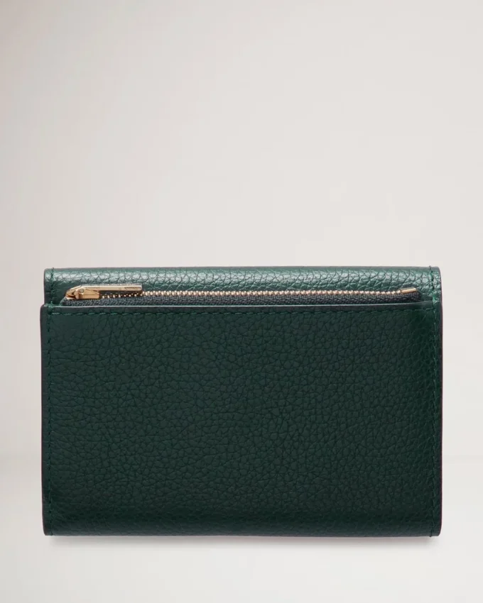 Vikbar plånbok med flera kortfack Mulberry Green Small Classic Grain