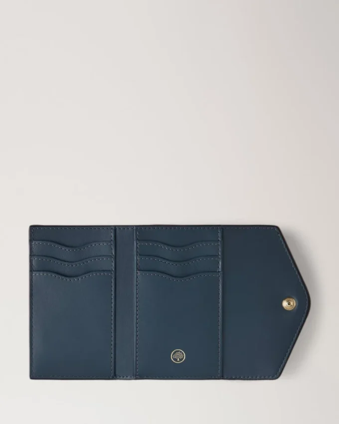 Vikbar plånbok med flera kortfack Stormy Blue Ostrich Women