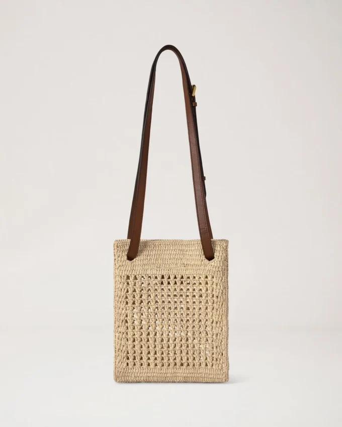 Virkad crossbody-väska Naturlig virkad raffia Sommarutgåva Virkad crossbody-väska Naturlig virkad raffia Sommarutgåva