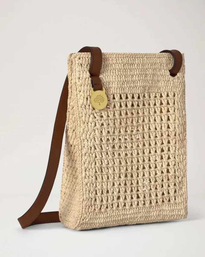 Virkad crossbody-väska Naturlig virkad raffia Sommarutgåva Virkad crossbody-väska Naturlig virkad raffia Sommarutgåva