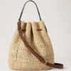 Virkad hinkväska i naturfärgad virkad raffia – sommarutgåva Virkad hinkväska i naturfärgad virkad raffia – sommarutgåva