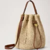 Virkad hinkväska i naturfärgad virkad raffia – sommarutgåva Virkad hinkväska i naturfärgad virkad raffia – sommarutgåva