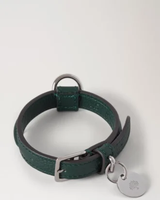 Xs läderhalsband i Mulberry Green, små klassiska mönster