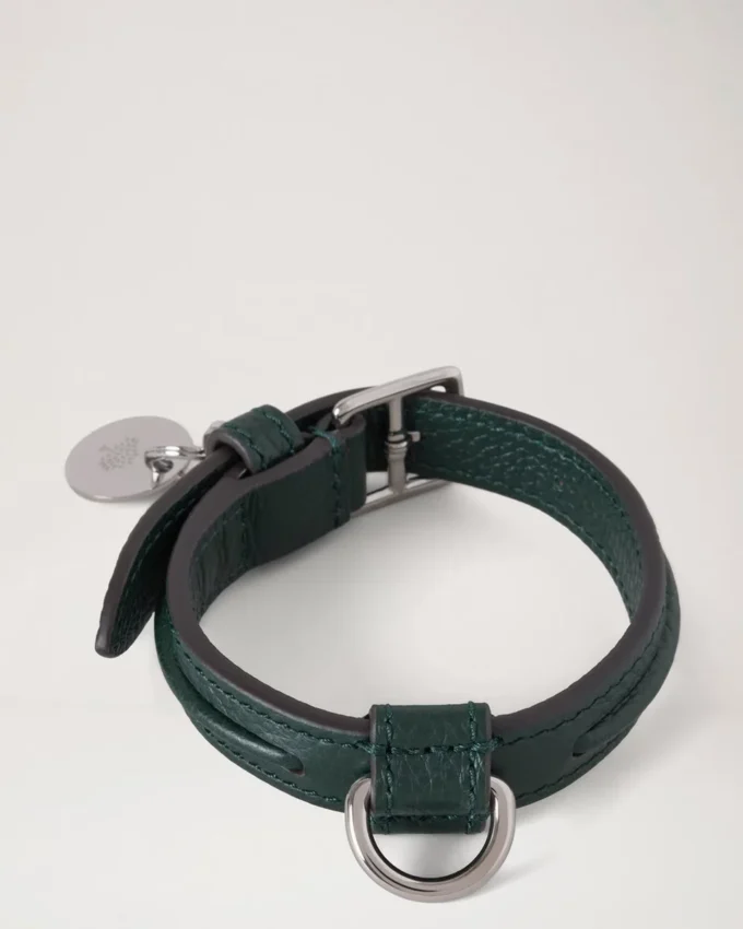 Xs läderhalsband i Mulberry Green, små klassiska mönster Xs läderhalsband i Mulberry Green, små klassiska mönster
